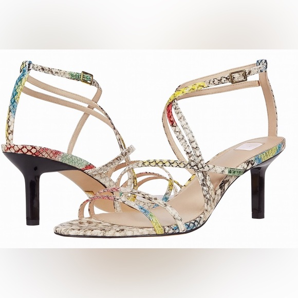New Louise Et Cie Hansel Strappy Kitten Heel Sandal Multi Snake Print Leather 9M - Picture 3 of 12